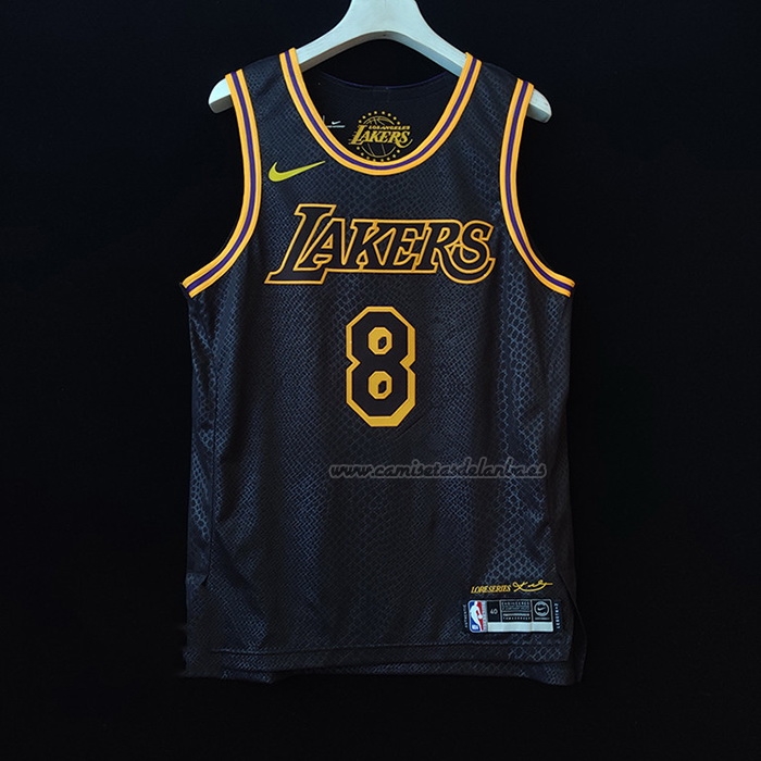 Camiseta Los Angeles Lakers Kobe Bryant NO 8 Black Mamba Autentico Negro